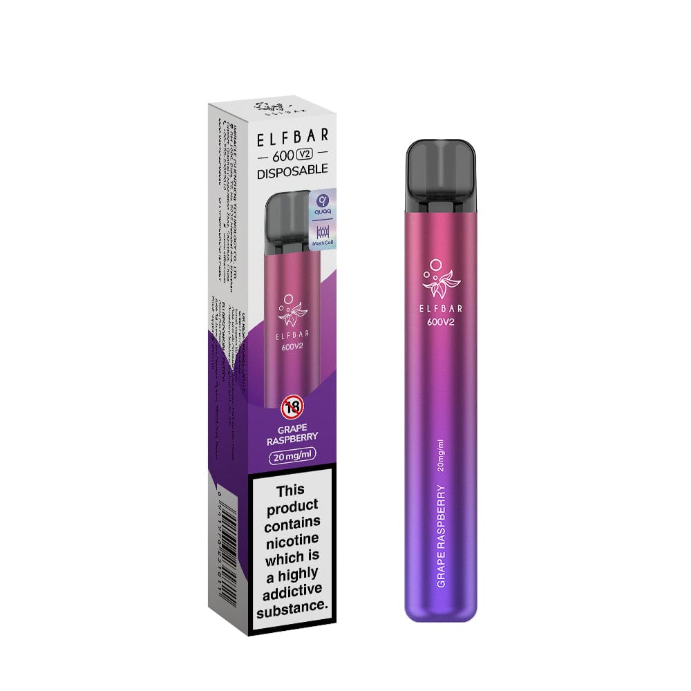 Grape Raspberry Elfbar V2 600 Puff Disposable Vape